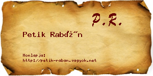 Petik Rabán névjegykártya